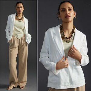 Anthropologie Maeve White Linen Blend Jacket/Blazer with button front 
Size XS
